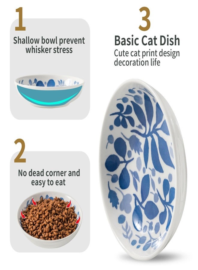 Howise 3 Ceramic Cat Bowls,5.5 inch Wide Shallow Cat Food Bowl for Relief Whisker Fatigue - Image 4